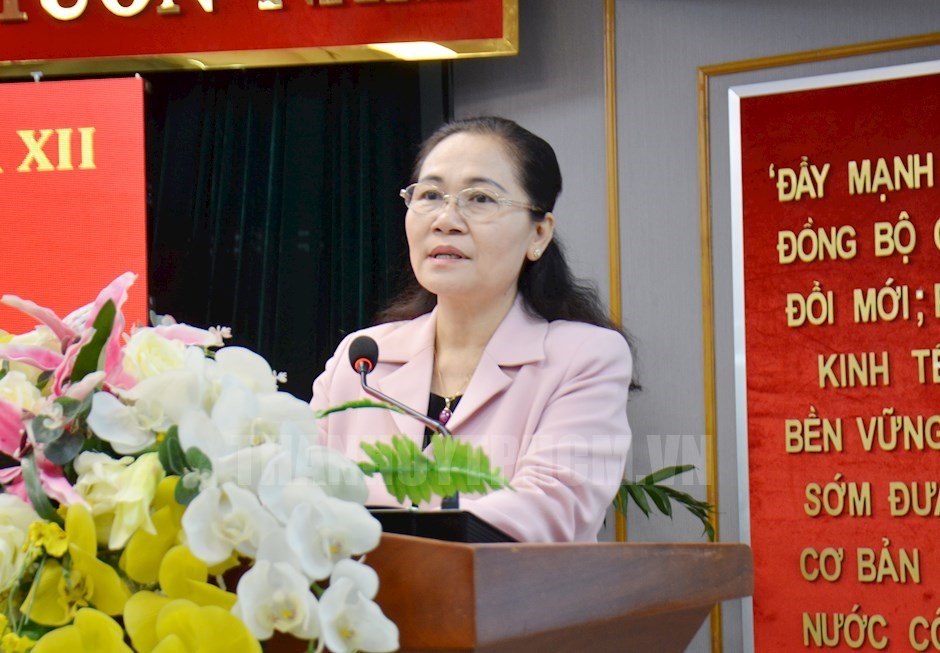 Phó Bí thư Thành ủy, Chủ tịch HĐND TP Nguyễn Thị Lệ phát biểu chỉ đạo tại hội nghị