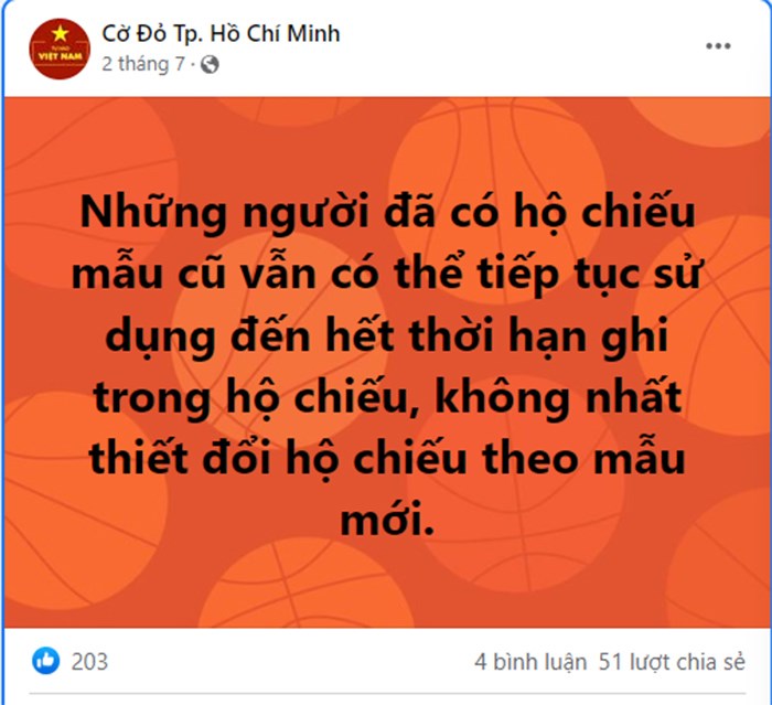 Status về hộ chiếu của Fanpage Cờ đỏ Thành phố Hồ Chí Minh có ý nghĩa định hướng dư luận rất tích cực cho người dân.