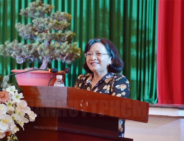 Trưởng Ban Tuyên giáo Thành ủy TPHCM Thân Thị Thư phát biểu tại chương trình.