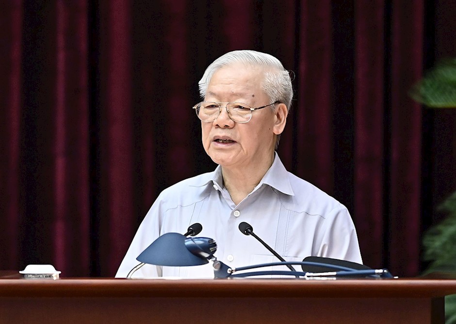 Tổng Bí thư Nguyễn Phú Trọng phát biểu tại Hội nghị toàn quốc tổng kết 10 năm công tác phòng, chống tham nhũng, tiêu cực.