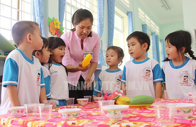 Một lớp học tại Trường Mầm non Phạm Văn Cội, huyện Củ Chi. (Ảnh: Nguyễn Nam). 