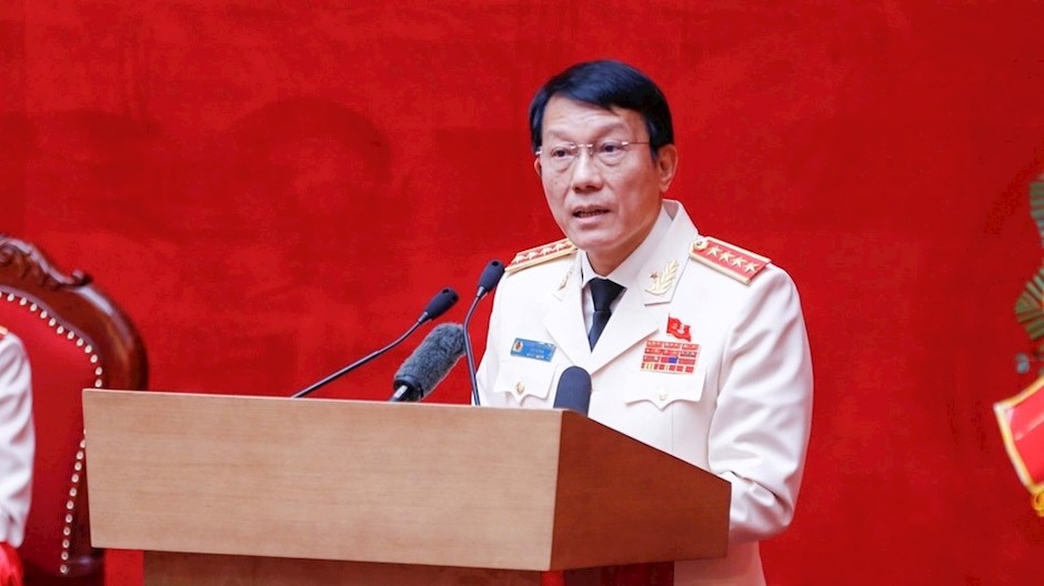 Đại tướng Lương Tam Quang phát biểu tại đại hội. Ảnh: SGGP