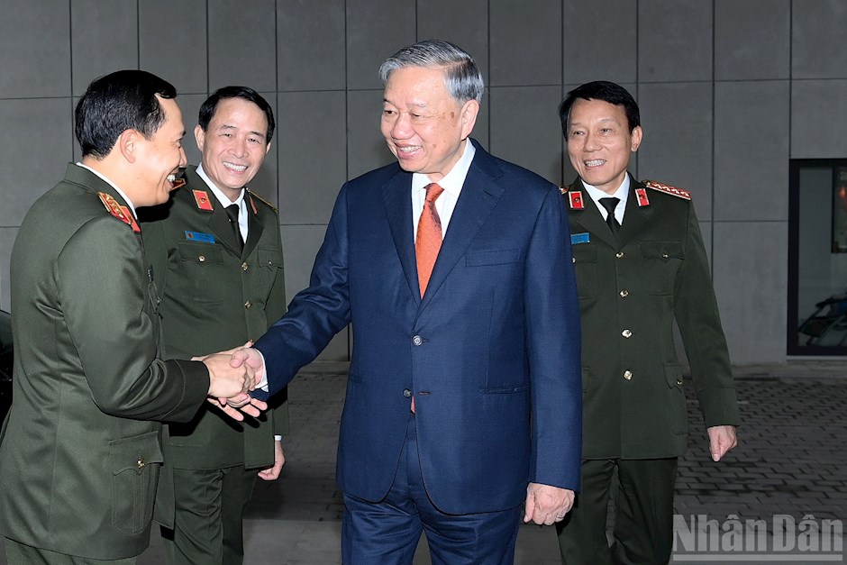 Tổng Bí thư Tô Lâm đến dự Hội nghị Đảng ủy Công an Trung ương.