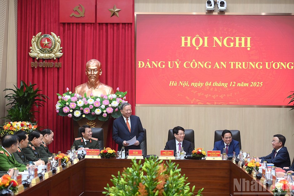 Tổng Bí thư Tô Lâm phát biểu kết luận hội nghị.