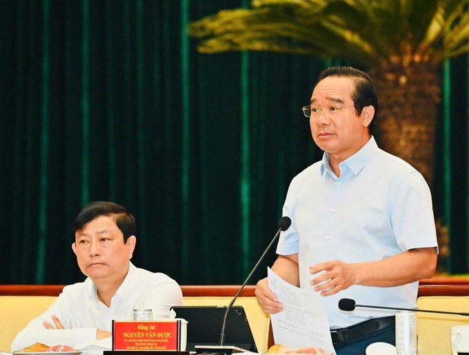 Chủ tịch UBND TPHCM Nguyễn Văn Được phát biểu. (Ảnh: SGGP)