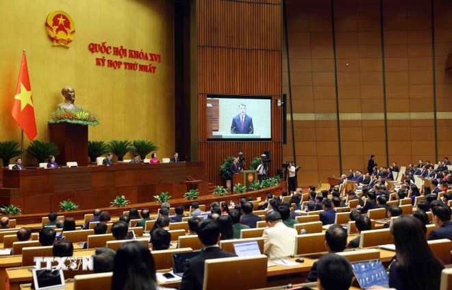 Thủ tướng Chính phủ Lê Minh Hưng phát biểu nhậm chức. (Ảnh: TTXVN)