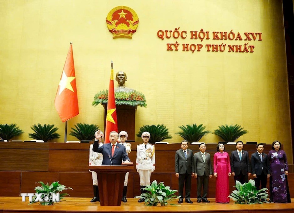 Chủ tịch nước Cộng hòa xã hội chủ nghĩa Việt Nam Tô Lâm tuyên thệ nhậm chức. (Ảnh: TTXVN)