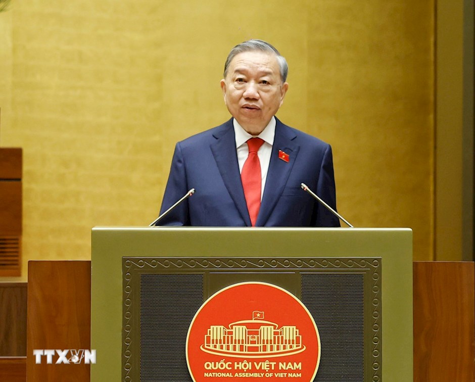 Chủ tịch nước Cộng hòa xã hội chủ nghĩa Việt Nam Tô Lâm phát biểu nhậm chức. (Ảnh: TTXVN)