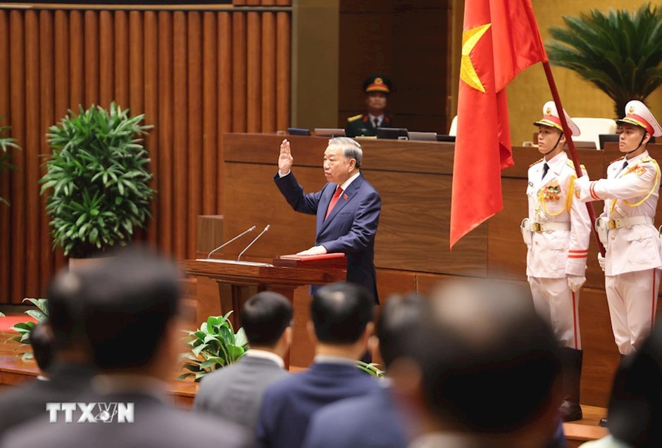 Chủ tịch nước Cộng hòa xã hội chủ nghĩa Việt Nam Tô Lâm tuyên thệ nhậm chức. (Ảnh: TTXVN)