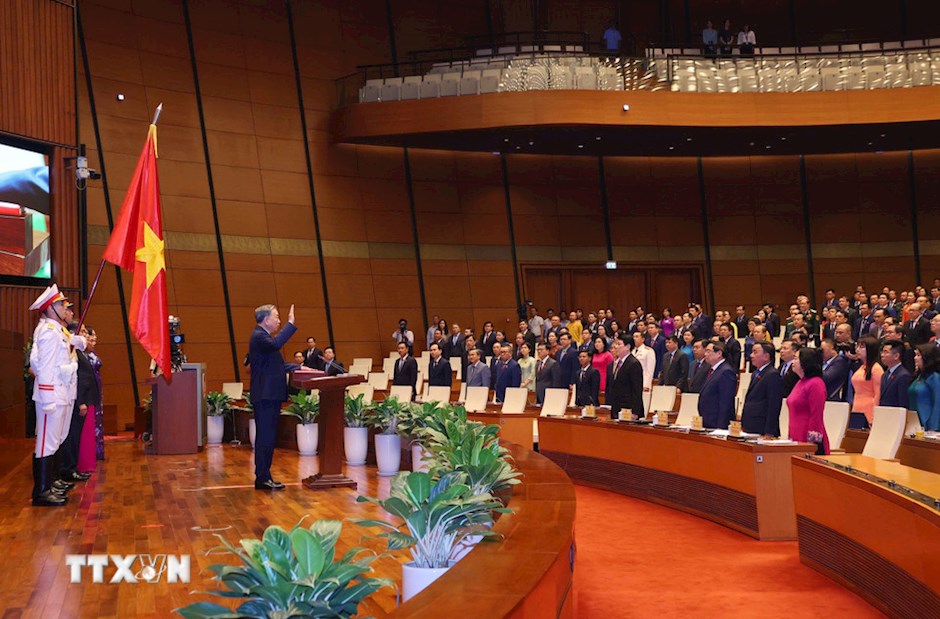 Chủ tịch nước Cộng hòa xã hội chủ nghĩa Việt Nam Tô Lâm tuyên thệ nhậm chức. (Ảnh: TTXVN)