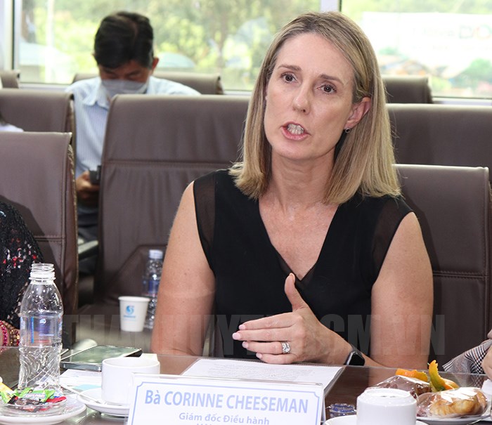 Bà Corinne Cheeseman, Giám đốc Điều hành Hiệp hội nước Úc (AWA) chia sẻ tại Hội thảo.
