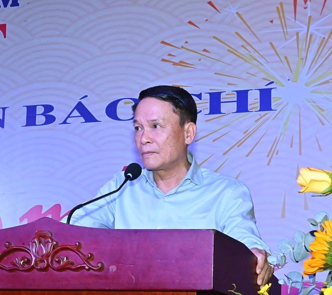 Nhà báo Nguyễn Đức Lợi, Phó Chủ tịch Thường trực Hội Nhà báo Việt Nam phát biểu. (Ảnh: SGGP)