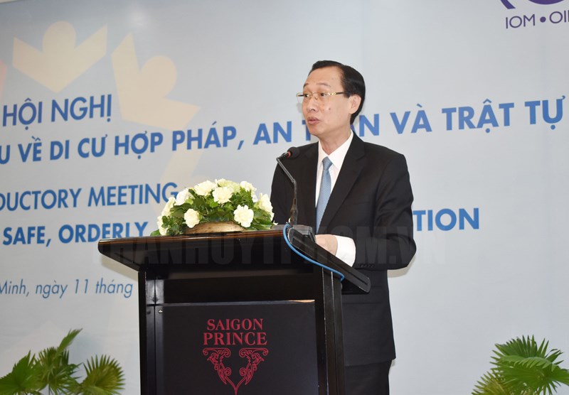 Phó Chủ tịch Thường trực UBND TPHCM Lê Thanh Liêm phát biểu tại hội nghị.