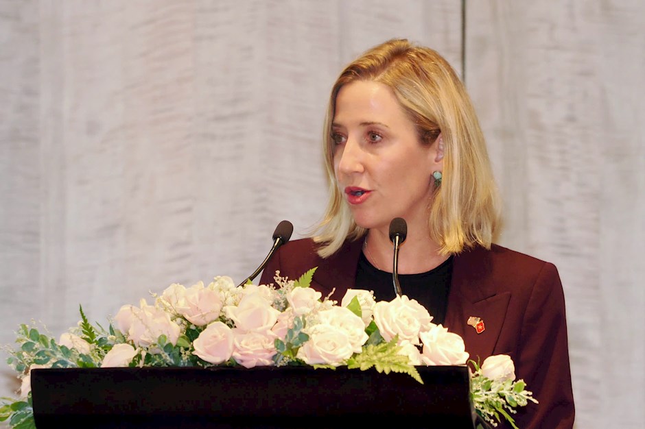 Bà Melissa Brown, Tổng Lãnh sự Hoa Kỳ tại TPHCM phát biểu tại sự kiện. Ảnh: SGGP