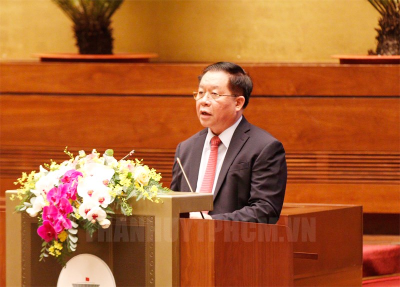 Trưởng Ban Tuyên giáo Trung ương Nguyễn Trọng Nghĩa phát biểu tại hội nghị. (Ảnh: Đan Như)