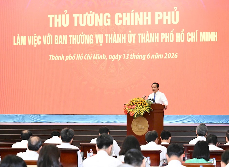  Chủ tịch UBND TPHCM Nguyễn Văn Được phát biểu tại buổi làm việc. Ảnh: VIỆT DŨNG