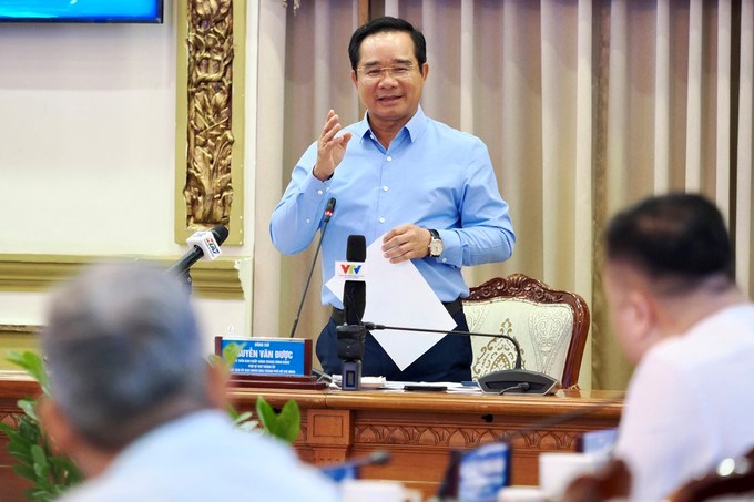 Chủ tịch UBND TPHCM Nguyễn Văn Được phát biểu kết luận hội thảo. Ảnh: HOÀNG HÙNG