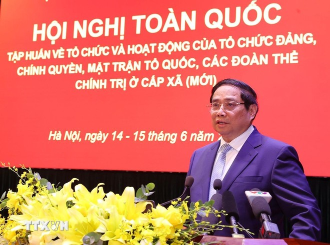 Thủ tướng Phạm Minh Chính phát biểu chỉ đạo Hội nghị. (Ảnh: TTXVN)