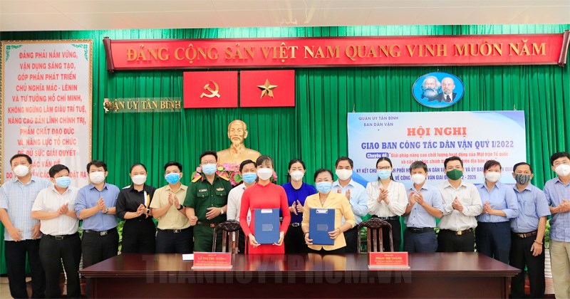 Ban Dân vận Quận ủy và UBND quận Tân Bình ký kết thực hiện Chương trình phối hợp về công tác Dân vận giai đoạn 2022 – 2026