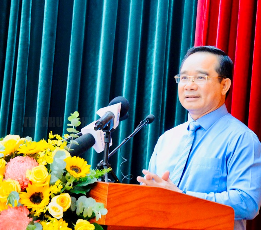 Đồng chí Nguyễn Văn Được phát biểu tại hội nghị