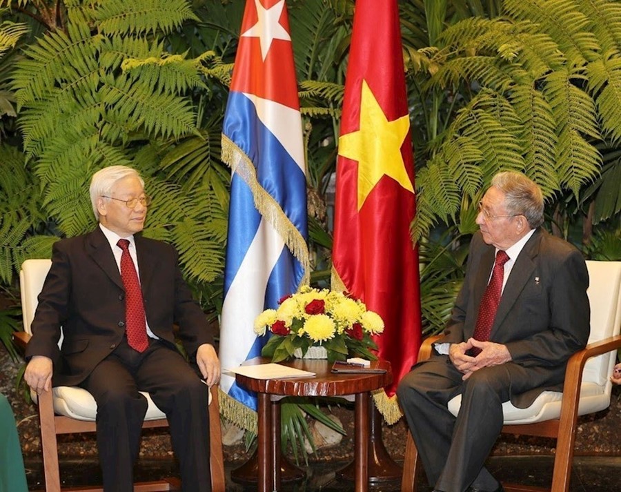 Tổng Bí thư Nguyễn Phú Trọng hội đàm với Bí thư Thứ nhất Đảng Cộng sản Cuba, Chủ tịch HĐNN và HĐBT Cuba Raul Castro Ruz (La Habana, 29/3/2018) (Ảnh: TTXVN)