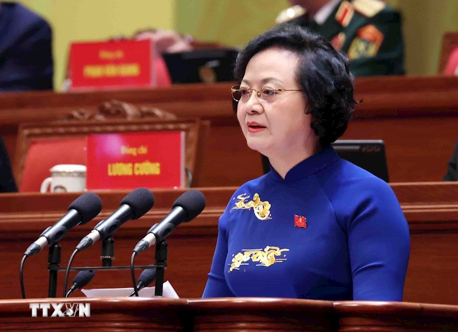 Đồng chí Phạm Thị Thanh Trà, Ủy viên Trung ương Đảng, Ủy viên Ban Thường vụ Đảng ủy Chính phủ, Phó Thủ tướng Chính phủ, tham luận về vấn đề: Xây dựng Chính phủ “Kiến tạo phát triển, liêm chính, hành động quyết liệt, phục vụ Nhân dân." (Ảnh: TTXVN)