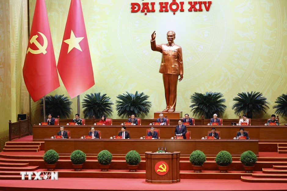 Thủ tướng Phạm Minh Chính điều hành phiên bế mạc Đại hội. (Ảnh: TTXVN)