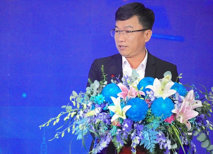 Phó Giám đốc Sở KH-CN TPHCM Trần Trọng Tuyên phát biểu trong lễ khai mạc. (Ảnh: SGGP)