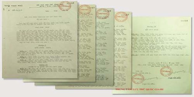 Sắc lệnh số 108-SL/L.10 ngày 5/11/1957 về ban hành Luật Công đoàn. (Nguồn ảnh: Trung tâm Lưu trữ quốc gia III).
