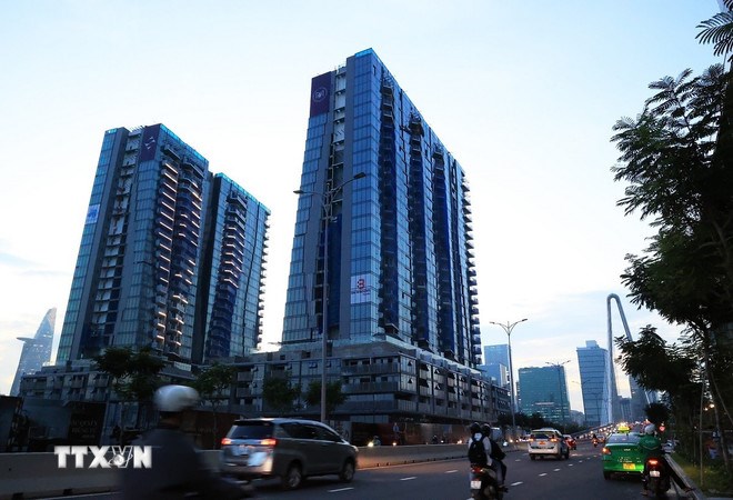 Khu vực lõi Trung tâm tài chính quốc tế ở bán đảo Thủ Thiêm, phường An Khánh, Thành phố Hồ Chí Minh. (Ảnh: Hồng Đạt/TTXVN)