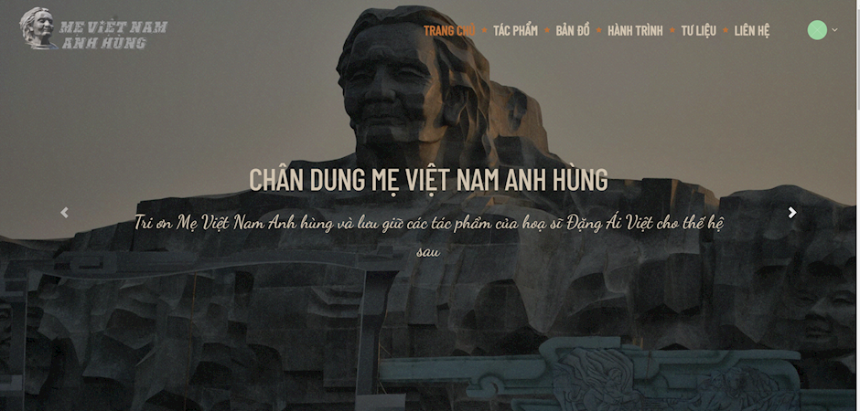Giao diện trang Website “Chân dung Mẹ Việt Nam Anh hùng” dự kiến chính thức ra mắt vào ngày 30/10/2020