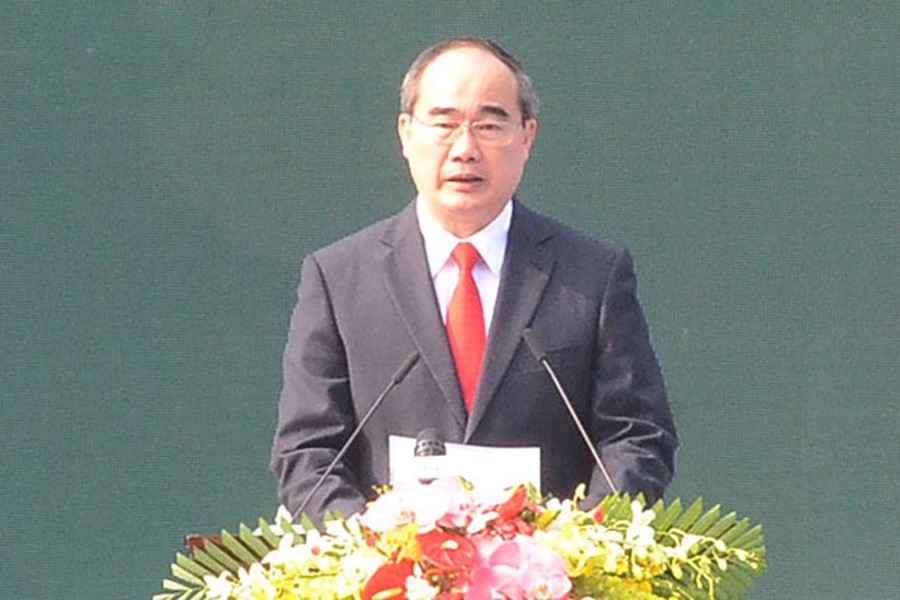 Nhấn vào ảnh để phóng to Bí thư Thành ủy TPHCM Nguyễn Thiện Nhân phát biểu tại buổi lễ