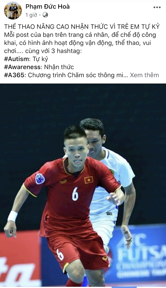 Cầu thủ bóng đá Việt Nam hành động vì trẻ em tự kỷ