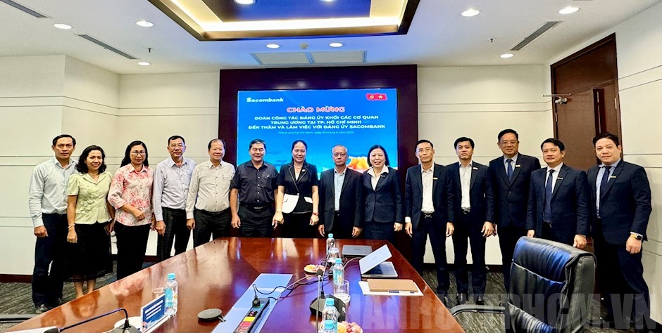 Thường trực Đảng ủy Khối Các cơ quan Trung ương tại TPHCM thăm, làm việc tại Đảng bộ Sacombank
