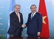 Thủ tướng Nguyễn Xuân Phúc gặp Tổng Thư ký Liên hợp quốc António Guterres. (Ảnh: TTXVN)