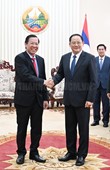 Đồng chí Phan Văn Mãi chào xã giao Thủ tướng Chính phủ Lào Sonexay Siphandone