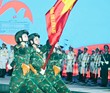 Khối nữ thông tin liên lạc trong đội hình diễu binh tiến qua lễ đài