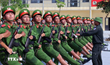 Mỗi ngày, từ 7 giờ sáng đến 17 giờ 30 chiều, các khối chiến sỹ công an nhân dân luyện tập theo đúng giáo án huấn luyện nghiêm ngặt. (Ảnh: TTXVN)